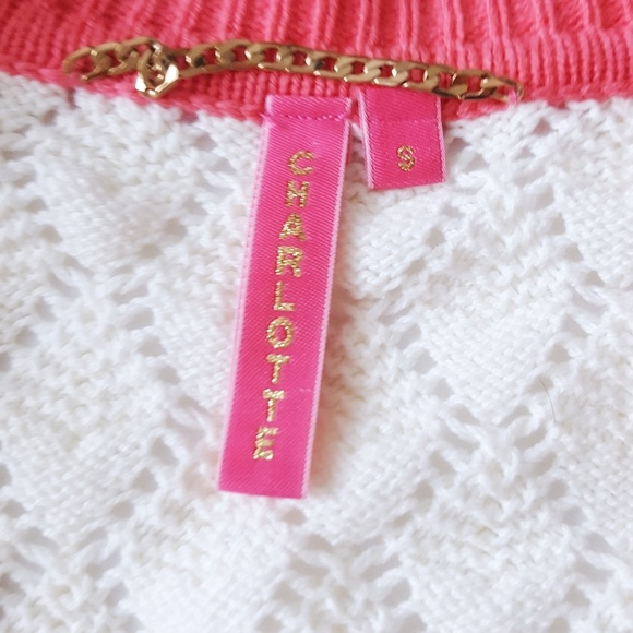 Anthropologie Charlotte Tarantola Pink Trimmed Cardigan - Picture 4 of 5